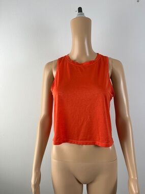 Athleta Workout crop top, red-orange color, womens size small
